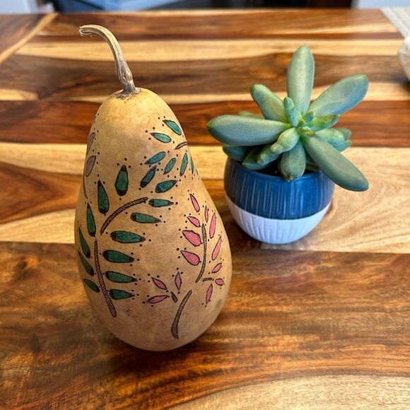 Gourd Home Decoration Custom Designed Woodburning and Painted Gourd Boho Home - Picture 4 of 10